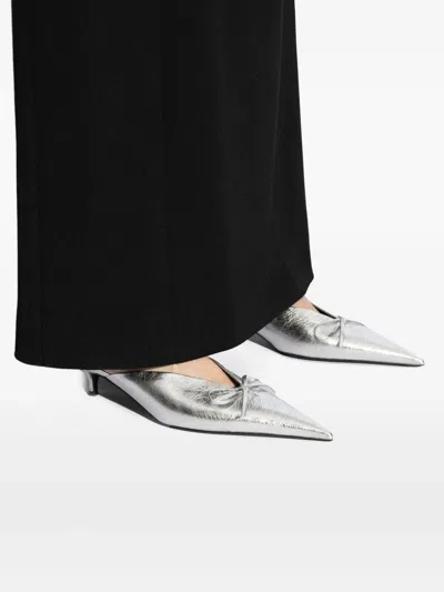 Balenciaga Silver Mule With 40mm Heel In Silver