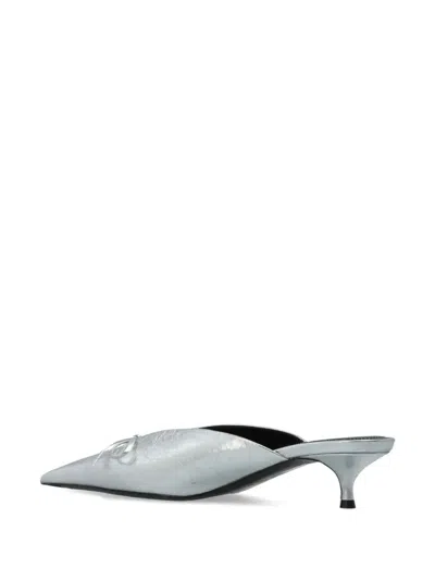 Balenciaga Silver Mule With 40mm Heel In Silver