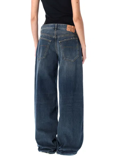 Balenciaga Oversized Wide Leg Denim Trousers In Multi