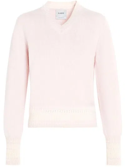 Barrie Jersey Cuello V Rosa In White