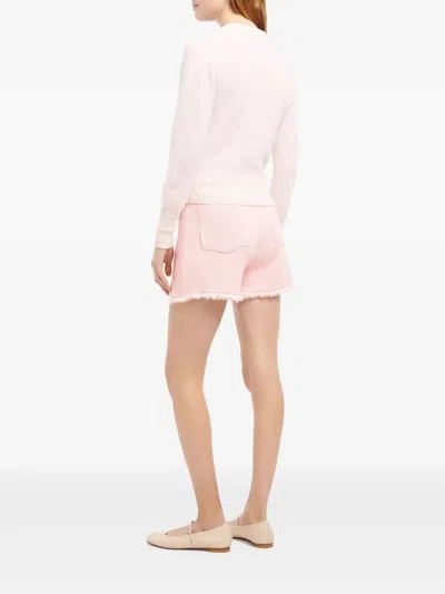 Barrie Jersey Cuello V Rosa In White