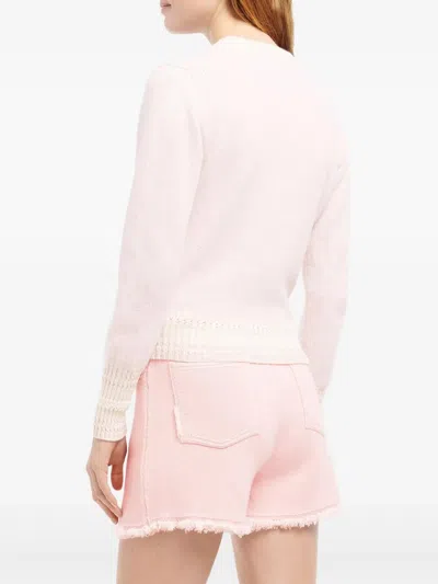 Barrie Jersey Cuello V Rosa In White