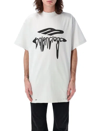 Balenciaga Grey 3b Liquefied Oversized T-shirt In White