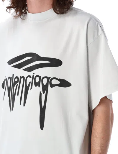 Balenciaga Grey 3b Liquefied Oversized T-shirt In White