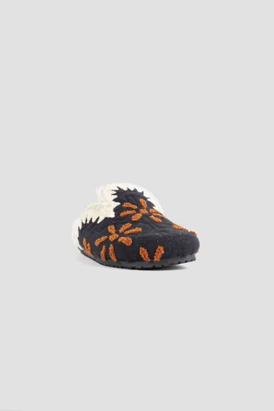 Baziszt Nours Floral-embroidered Slippers In Multi
