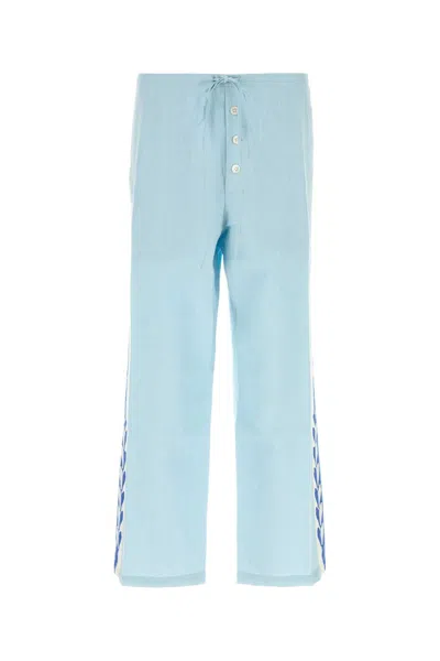 Bode Light Blue Linen Pant In Multi
