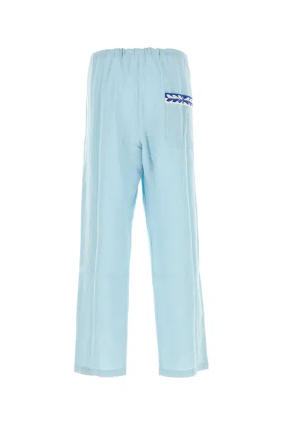 Bode Light Blue Linen Pant In Multi