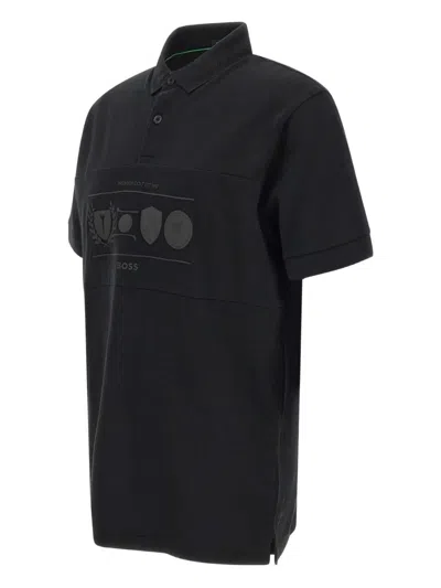 Hugo Boss Boss Cotton Polo Shirt In Black