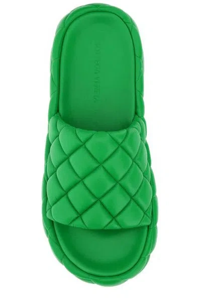 Bottega Veneta Grass Green Leather Padded Sandals In Green