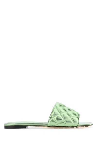 Bottega Veneta Green Nappa Leather Slippers In Green