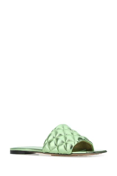 Bottega Veneta Green Nappa Leather Slippers In Green