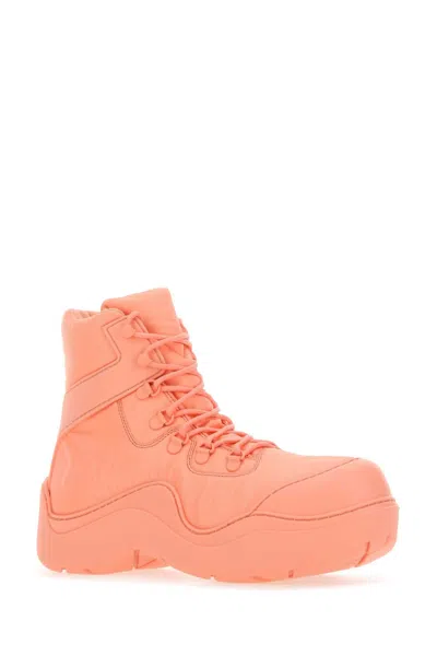 Bottega Veneta Salmon Nylon And Rubber Puddle Bomber Ankle Boots In Pink