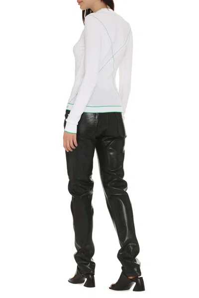 Bottega Veneta Contrasting Seams Sweater In White