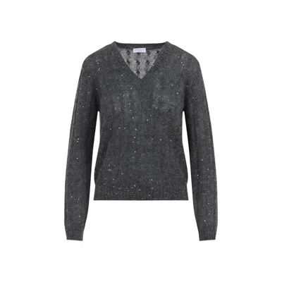 Brunello Cucinelli Dazzling Cable Knitwear Blue In Black
