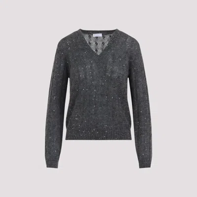 Brunello Cucinelli Dazzling Cable Knitwear Blue In Black