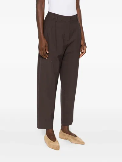 Brunello Cucinelli Tropical Wool Slouchy Pleat Pant In Brown