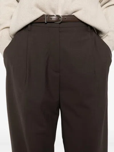 Brunello Cucinelli Tropical Wool Slouchy Pleat Pant In Brown