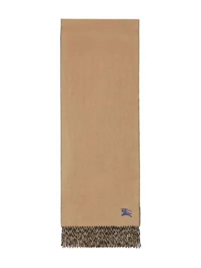 Burberry Beige Cashmere Reversible Scarf In Brown