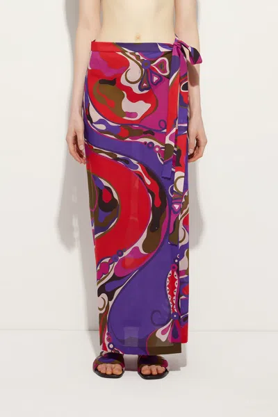 Pucci Orchidee-print Pareo Skirt In Multicolor In Multi