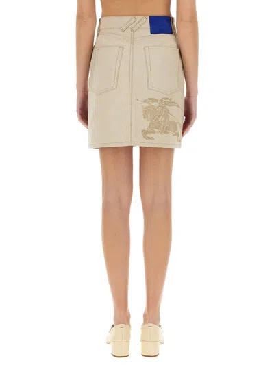 Burberry Sand Denim Mini Skirt In Neutral