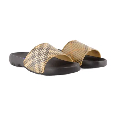 Burberry Check Dive Slide In Brown