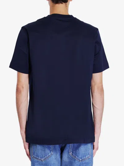 Burberry Eks Logo Embroidered T-shirt In Blue