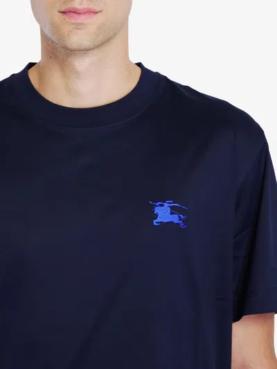 Burberry Eks Logo Embroidered T-shirt In Blue