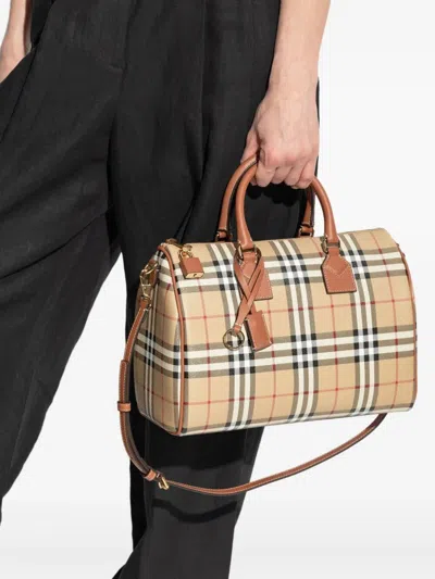 Burberry Checked Zipped Bowling Tote Bag