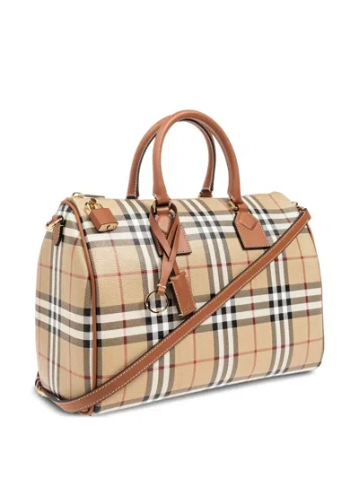 Burberry Checked Zipped Bowling Tote Bag