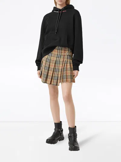 Burberry Vintage Check Wool Pleated Skirt In Neutral