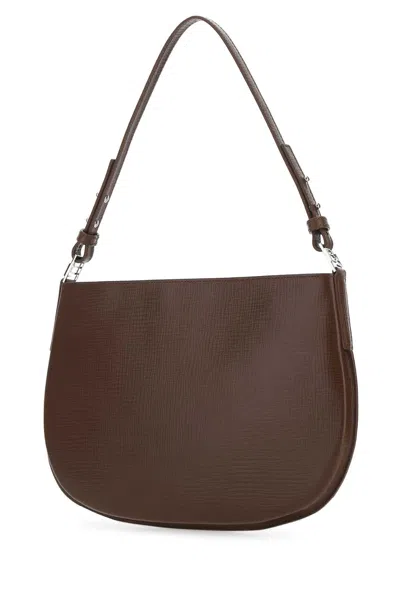 By Far Brown Leather Issa Shoulder Bag In Brown