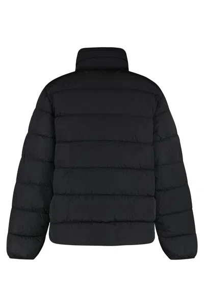 C.p. Company Oversized Zip-front Rain Jacket With Quilted Texture In Black