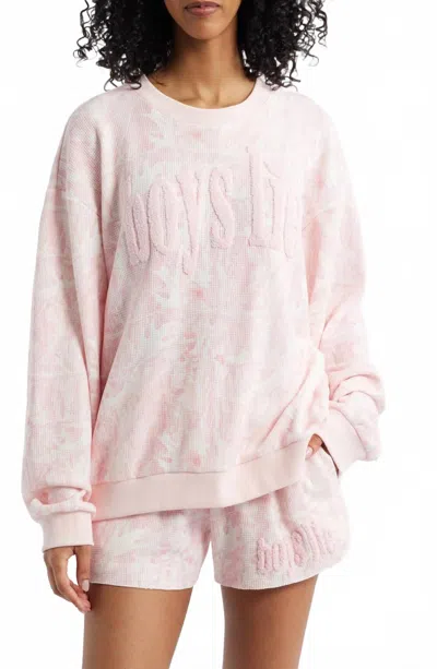 Boys Lie Manhunt Kara Crewneck Sweater In Pink In Multi