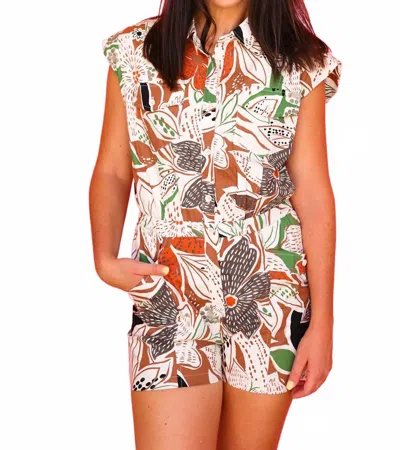 Karlie Floral Poplin Utility Romper In Multi In Multi
