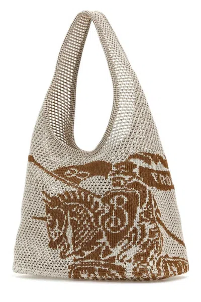 Burberry Graphic Design Knitted Shoulder Bag In White