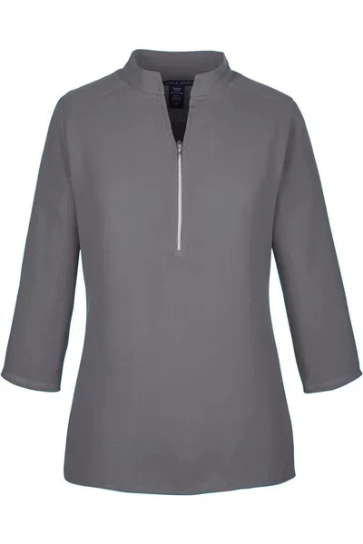 Devon & Jones Women's Perfect Fit Three-quarter Sleeve Crepe Tunic In Gray