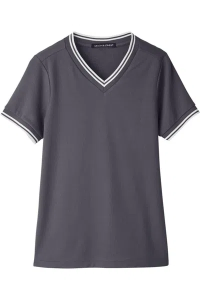 Devon & Jones Women's Crownlux Performanceplaited Tipped V-neck Shirt In Multi
