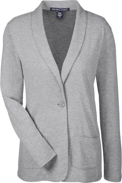 Devon & Jones Women's Perfect Fit Shawl Collar Cardigan In Gray