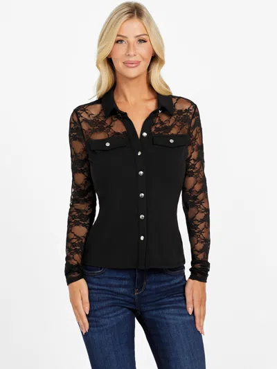 Guess Factory Kendra Lace Top In Black