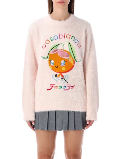 Casablanca Character Intarsia Knit Sweater In Pink