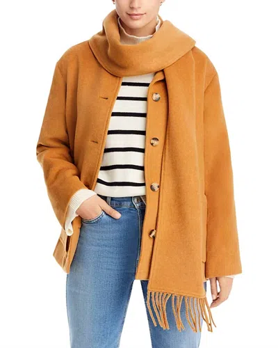 Aqua Scarf Collar Coat In Camel In Brown