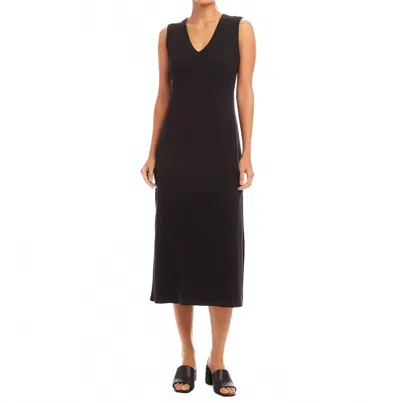 Karen Kane Sleeveless Ribbed V-neck Midi Column Dress In Black In Black