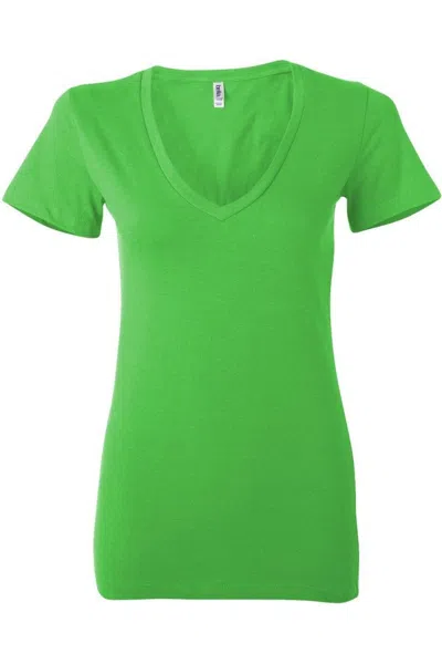 Bella+canvas Womens Jersey Deep V-neck Tee In Green