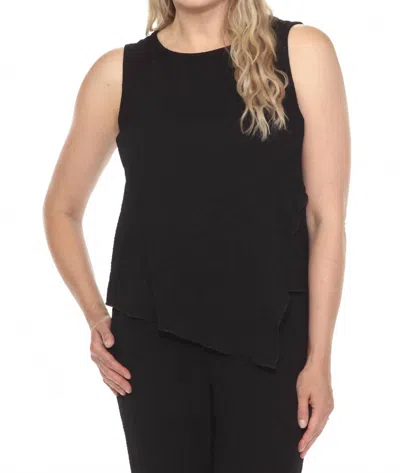 Joseph Ribkoff Boat Neck Sleeveless Asymmetric Top In Black In Black