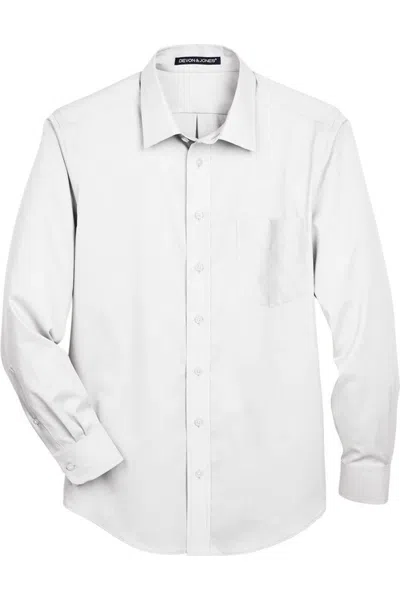 Devon & Jones Crown Collection Tall Solid Stretch Twill Woven Dress Shirt In White