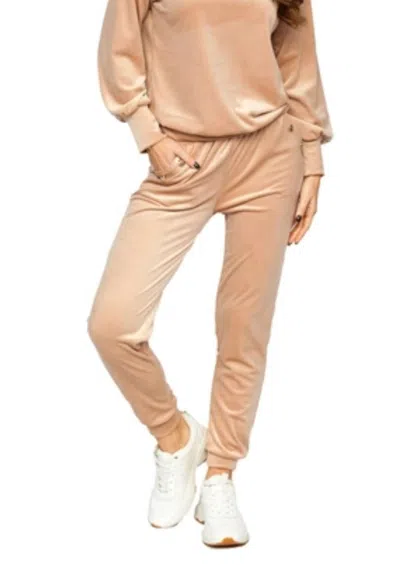 143 Story Velour Lounge Jogger Pants In Cinnamon In Nude
