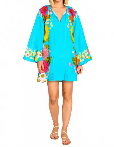 Elizabeth James The Label Chelsea Dress In Wildflower Aqua In Blue