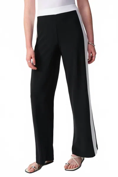 Joseph Ribkoff Silky Knit Wide Pant In Black/vanilla In Black