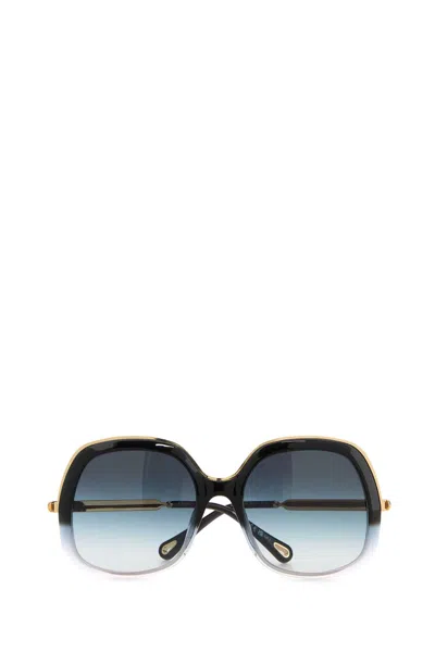 Chloé Square Frame Sunglasses Featuring Gradient Lenses In Gold