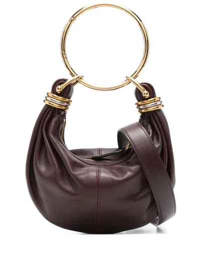 Chloé Brarcelet Mini Top-handle Bag In Grained Leather In Brown